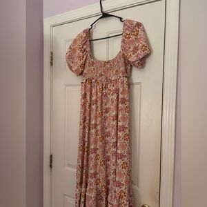 Altar’d State Orange and Pink Floral Dress (Size L)